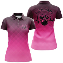 Load image into Gallery viewer, Bowling Heartbeat Pulse Line Pink Argyle Custom Bowling Team Shirts For Women IPHW6444