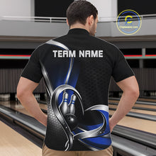 Load image into Gallery viewer, Custom Black And Blue Heart Bowling Men Quarter-Zip Shirt, Hexagon Bowling Team Jerseys IPHW11307