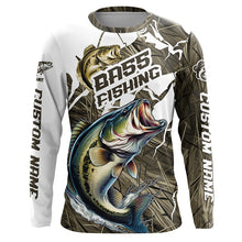 Load image into Gallery viewer, Largemouth Bass Fishing Custom Long Sleeve Tournament Shirts, Camouflage Bass Fishing Jerseys IPHW6625