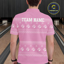 Load image into Gallery viewer, Custom Funny Santa Christmas Men Bowling Polo Shirts, Pink Xmas Bowling Team Outfit IPHW10140