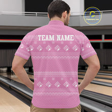 Load image into Gallery viewer, Custom Funny Santa Christmas Men Bowling Quarter-Zip Shirts, Pink Xmas Bowling Team Outfit IPHW10140