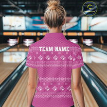 Load image into Gallery viewer, Custom Funny Santa Christmas Women Bowling Polo Shirts, Bright Magenta Xmas Team Outfit IPHW10144