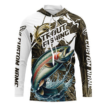 Load image into Gallery viewer, Rainbow Trout Fishing Custom Long Sleeve Tournament Shirts, Trout Fly Fishing Jerseys Grass Camo IPHW6450
