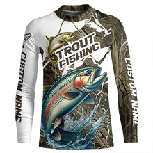 Load image into Gallery viewer, Rainbow Trout Fishing Custom Long Sleeve Tournament Shirts, Trout Fly Fishing Jerseys Grass Camo IPHW6450