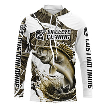 Load image into Gallery viewer, Grass Camo Custom Walleye Fishing Long Sleeve Tournament Fishing Shirts, Walleye Fishing Apparel IPHW6461