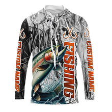 Load image into Gallery viewer, Rainbow Trout Fishing Custom Long Sleeve Fly Fishing Shirts, Gray Camo Trout Fishing Jerseys IPHW6465