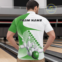 Load image into Gallery viewer, Custom White And Green Bowling Ball And Pins Men Quarter-Zip Shirt, Bowling Team Jerseys IPHW11322