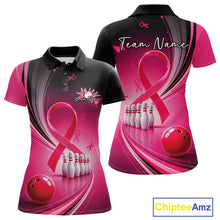 Load image into Gallery viewer, Custom Hope Pink Ribbon Butterfly Bowling Shirt For Women, Breast Cancer Bowling Shirt IPHW11331