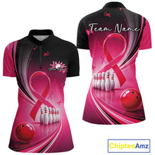 Load image into Gallery viewer, Custom Hope Pink Ribbon Butterfly Bowling Shirt For Women, Breast Cancer Bowling Shirt IPHW11331