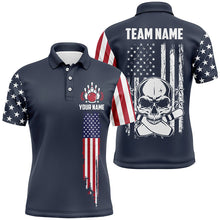 Load image into Gallery viewer, Personalized Skull Bowling Shirt For Men, Custom Team&#39;S Name American Flag Bowler Jersey IPHW5141