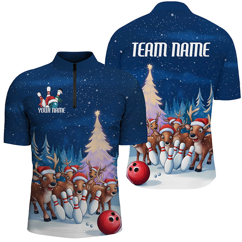 Custom Funny Christmas Reindeer Bowling Shirts For Men, Xmas Bowling Outfit Bowler Gifts IPHW7978