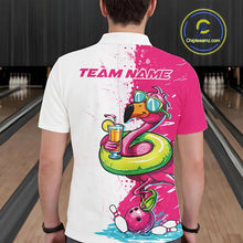 Load image into Gallery viewer, Custom Funny Flamingo Bowling Men Polo Shirt, Flamingo Bowling Tourmanent Shirt IPHW10266