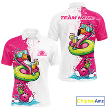 Load image into Gallery viewer, Custom Funny Flamingo Bowling Men Polo Shirt, Flamingo Bowling Tourmanent Shirt IPHW10266