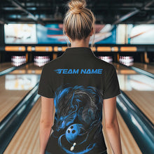 Load image into Gallery viewer, Custom Black And Blue Dragon Bowling Womens Quarter-Zip Shirts, Dragon Bowling Team Shirt IPHW8419