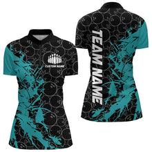 Load image into Gallery viewer, Black And Blue Custom Bowling Tournament Womens Quarter-Zip Shirts, Bowling Team Jerseys IPHW8420