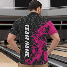 Load image into Gallery viewer, Black And Pink Custom Bowling Tournament Quarter-Zip Shirts For Men, Bowling Pattern Team Jerseys IPHW8422