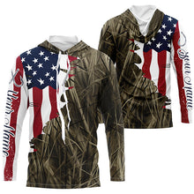 Load image into Gallery viewer, Custom Patriotic Camouflage Long Sleeve Fishing Shirts, Personalized Fishing Jerseys | Brown Camo IPHW6997