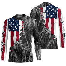 Load image into Gallery viewer, Custom Patriotic Camouflage Long Sleeve Fishing Shirts, Personalized Fishing Jerseys | Gray Camo IPHW6998