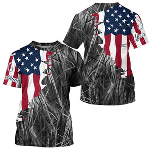 Custom Patriotic Camouflage Long Sleeve Fishing Shirts, Personalized Fishing Jerseys | Gray Camo IPHW6998