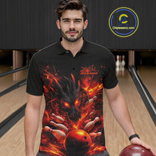 Load image into Gallery viewer, Custom Red Fire Flame Dragon Bowling Jerseys. Dragon Bowling Men Polo Shirt IPHW10281