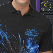 Load image into Gallery viewer, Custom Blue Fire Flame Dragon Bowling Jerseys. Dragon Bowling Men Polo Shirt IPHW10282