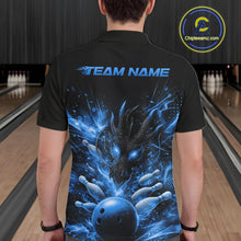 Load image into Gallery viewer, Custom Blue Fire Flame Dragon Bowling Jerseys. Dragon Bowling Men Polo Shirt IPHW10282