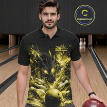Load image into Gallery viewer, Custom Yellow Fire Flame Dragon Bowling Jerseys. Dragon Bowling Men Polo Shirt IPHW10283