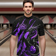 Load image into Gallery viewer, Custom Black And Purple Dragon Bowling Team Quarter-Zip Shirts For Men, Dragon Bowling Jerseys IPHW8926