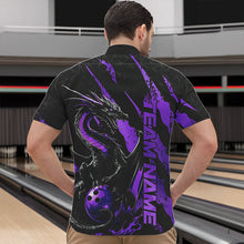 Load image into Gallery viewer, Custom Black And Purple Dragon Bowling Team Quarter-Zip Shirts For Men, Dragon Bowling Jerseys IPHW8926