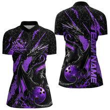 Load image into Gallery viewer, Custom Black And Purple Dragon Bowling Team Womens Quarter-Zip Shirt, Dragon Bowling Jersey IPHW8926