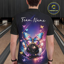 Load image into Gallery viewer, Custom Colorful Butterfly Bowling Men Polo Shirt, Bowling Tournament Team Shirt IPHW11031
