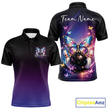 Load image into Gallery viewer, Custom Colorful Butterfly Bowling Men Polo Shirt, Bowling Tournament Team Shirt IPHW11031