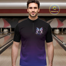 Load image into Gallery viewer, Custom Colorful Butterfly Bowling Men Quarter-Zip Shirt, Bowling Tournament Team Shirt IPHW11031
