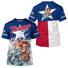 Load image into Gallery viewer, Redfish Trout Flounder Texas Slam Custom Long Sleeve Fishing Shirts, Texas Flag Fishing Shirts IPHW7004