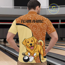 Load image into Gallery viewer, Custom Cute Funny Golden Retriever Dog Bowling Men Quarter-Zip Shirts, Dog Lovers Bowling Shirt IPHW10285