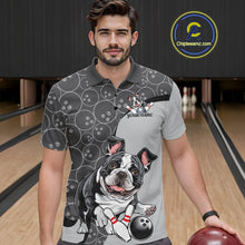 Load image into Gallery viewer, Custom Cute Funny French Bulldog Bowling Men Polo Shirts, Dog Lovers Bowling Shirt IPHW10286