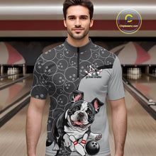 Load image into Gallery viewer, Custom Cute Funny French Bulldog Bowling Men Quarter-Zip Shirts, Dog Lovers Bowling Shirt IPHW10286