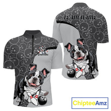 Load image into Gallery viewer, Custom Cute Funny French Bulldog Bowling Men Quarter-Zip Shirts, Dog Lovers Bowling Shirt IPHW10286