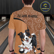 Load image into Gallery viewer, Custom Cute Funny Border Collie Dog Bowling Men Polo Shirts, Dog Lovers Bowling Shirt IPHW10287