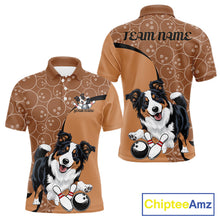 Load image into Gallery viewer, Custom Cute Funny Border Collie Dog Bowling Men Polo Shirts, Dog Lovers Bowling Shirt IPHW10287