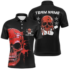 Load image into Gallery viewer, Personalized Multi-Color Bowling Skull Polo, Quarter-Zip Shirts For Bowling Team, Bowling Outfits For Bowlers IPHW5915