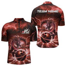 Load image into Gallery viewer, Custom Black And Red Thunder Lightning Dragon Bowling Quarter-Zip Shirts For Men, Team Uniform IPHW8681