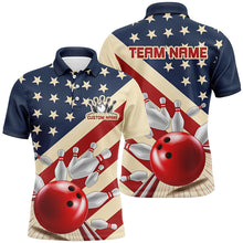 Load image into Gallery viewer, Vintage American Flag Custom Bowling Team Shirt For Men And Women, Retro Patriotic Bowling Jersey IPHW6515