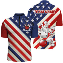 Load image into Gallery viewer, Custom American Flag Team Bowling Jerseys For Men And Women, Patriotic Strike Bowling Shirt IPHW6517