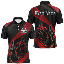 Load image into Gallery viewer, Custom Black And Red Flame Bowling Shirts For Men, Skull Halloween Bowling Team Outfits IPHW7205