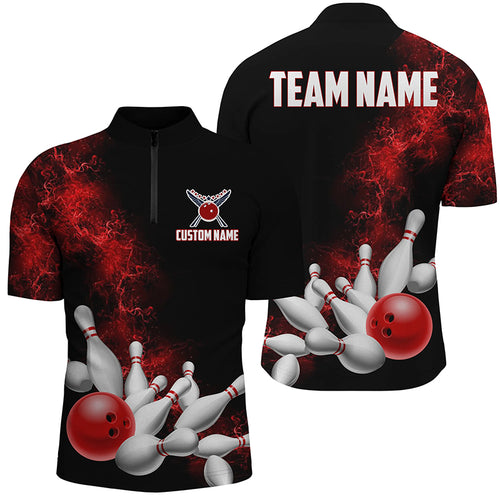 Custom Red Strike Bowling Shirts For Men And Women Bowling Team Jerseys Bowling League Shirts IPHW5469