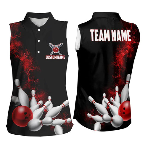Custom Red Strike Bowling Polo Shirts For Men Bowling Team Jerseys Bowling League Shirts IPHW5469