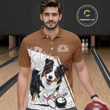 Load image into Gallery viewer, Custom Cute Funny Border Collie Dog Bowling Men Polo Shirts, Dog Lovers Bowling Shirt IPHW10288