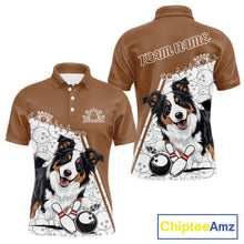Load image into Gallery viewer, Custom Cute Funny Border Collie Dog Bowling Men Polo Shirts, Dog Lovers Bowling Shirt IPHW10288