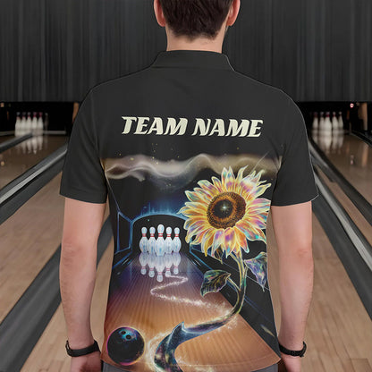 Custom Sunflower Bowling Polo Shirts For Men, Sunflower Bowling Tournament Team Shirt IPHW8437